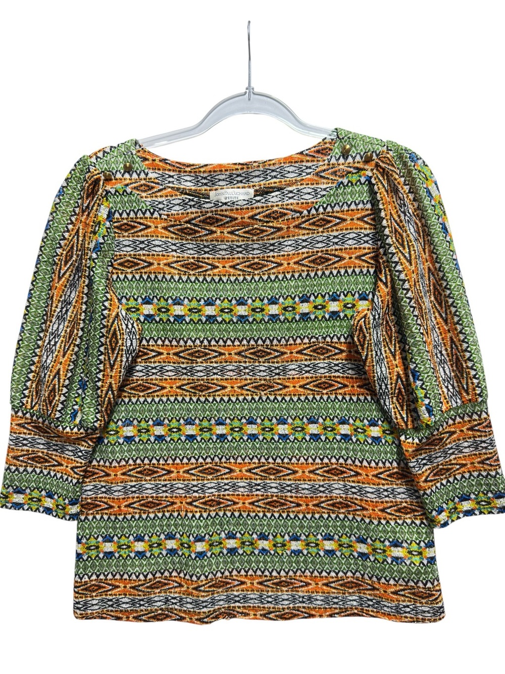 Crochet Knit Aztec Boho Geometric Chevron Zigzag Blouse Top
